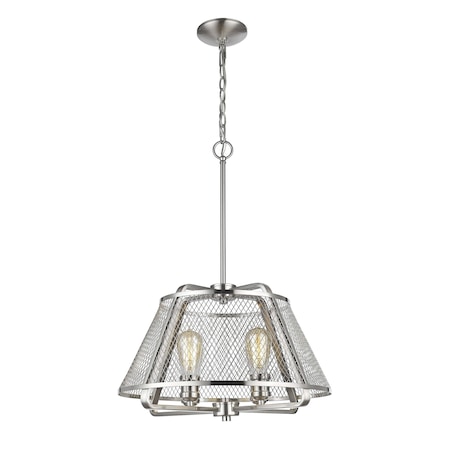 Z-Lite Iuka 4 Light Pendant, Brushed Nickel 451-19BN